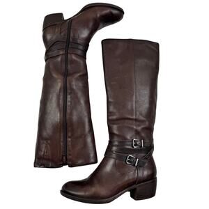 Nurture Greyson Tall Leather Equestrian Riding Boots Buckles Women's Size 8